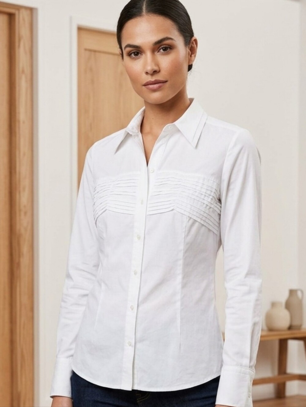 Richard Chai White Fitted Long Sleeve Button Down Shirt